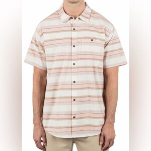 NWT Hurley Men's One and Only Lido Stripe Short Sleeve Shirt